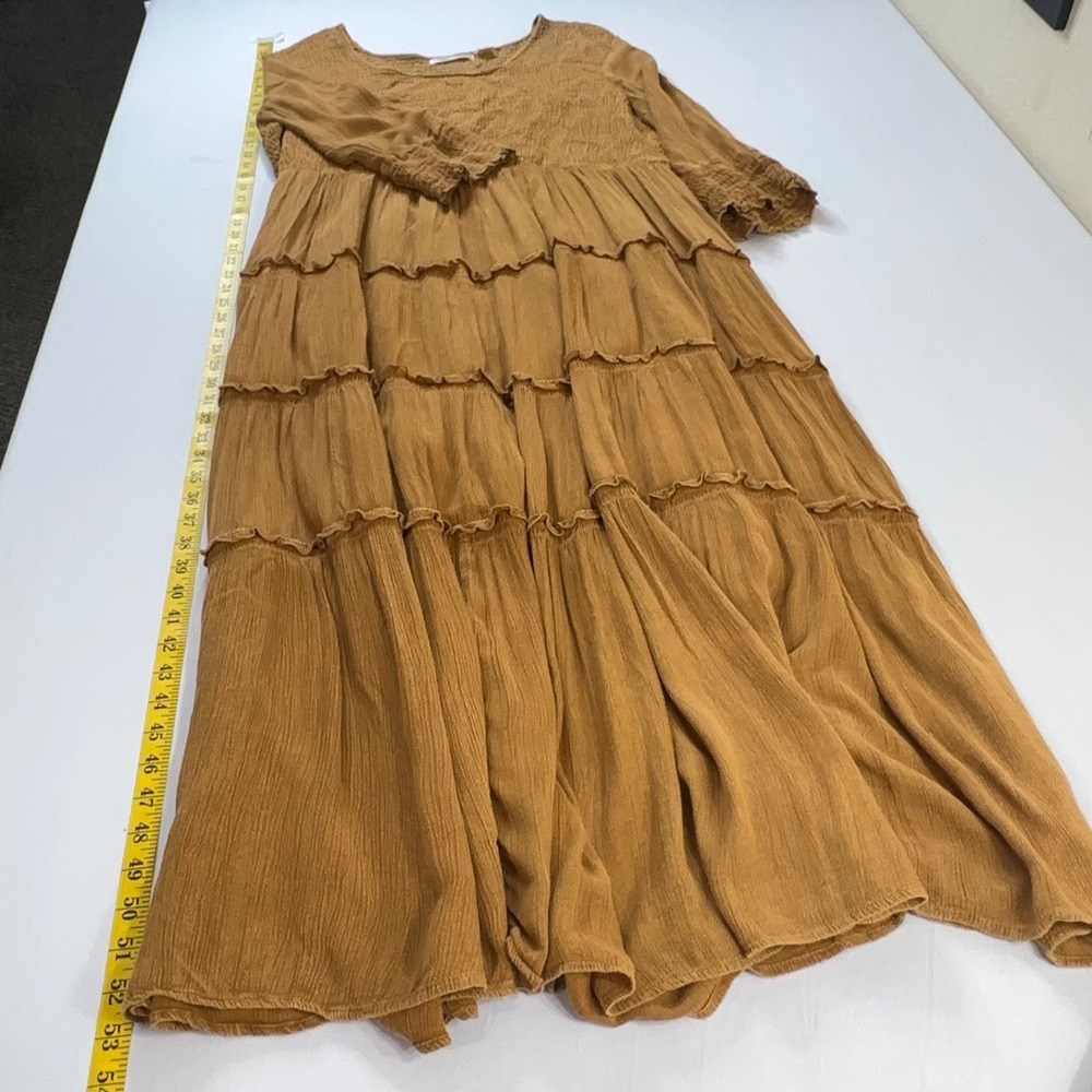 Boho Renaissance Peasant Maxi Dress Sz XL Smocked Tiered Cottagecore Ren Faire - Picture 4 of 8